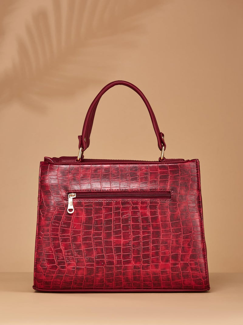 Fargo Office Bag | PU Leather Shoulder Bag | 12 Inch Purse | Stylish Maroon Handbag - Image 5
