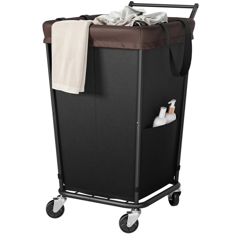 Wawocs 160L Laundry Hamper with Wheels and Handle, 2-Section Rolling Hamper for Laundry, Large Laundry Basket with Wheels, Rolling Laundry Basket Clothes Hamper for Home, Bathroom and Dorm(Black) - Image 1