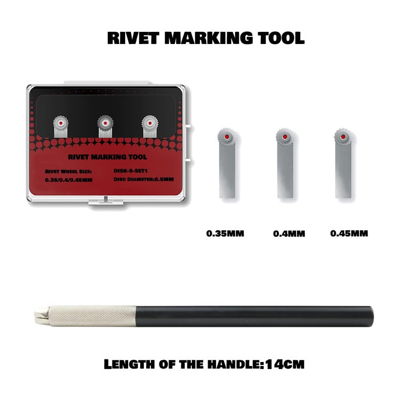 ROSEMARY Model Rivet Maker Tool with 2 Sets of 3 Different Tooth Pitch Wheels for Rivet Rows - Image 2