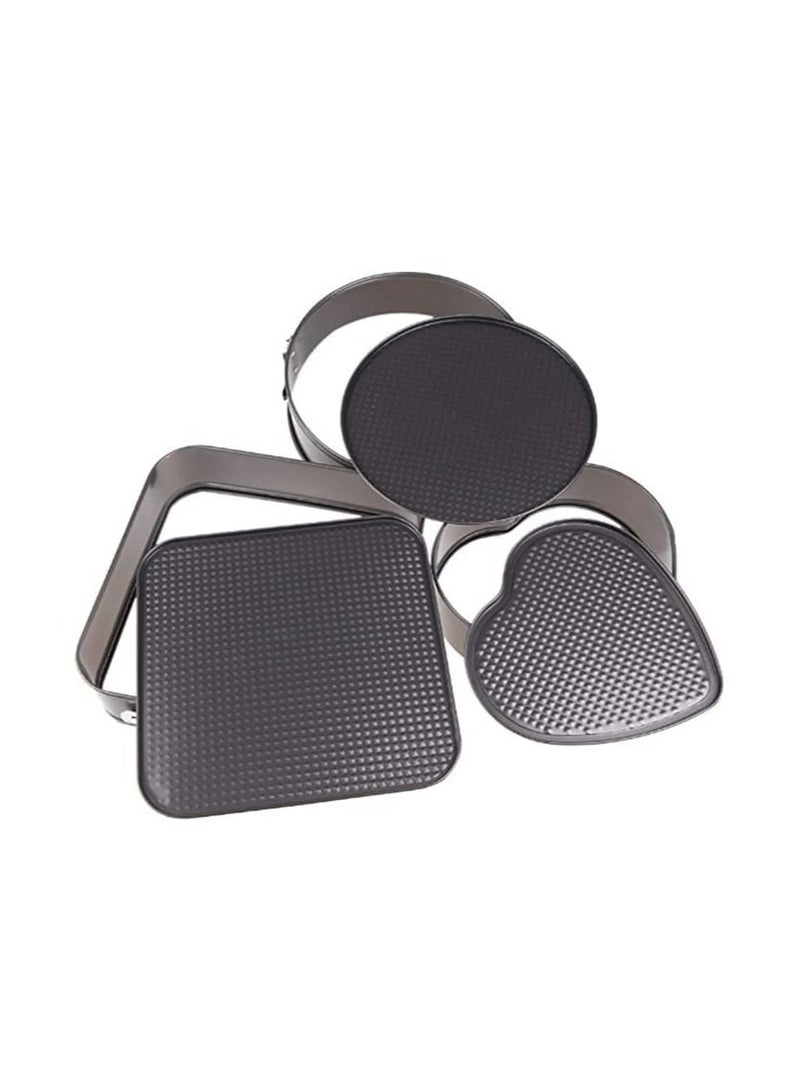 Spaceshoop 3 Piece Square Round Heart Shaped Cake Plate Set Metal Non Stick Birthday Cake Mold Bottom Removable Buckle Dessert Cake Mold Multicolor - Image 5