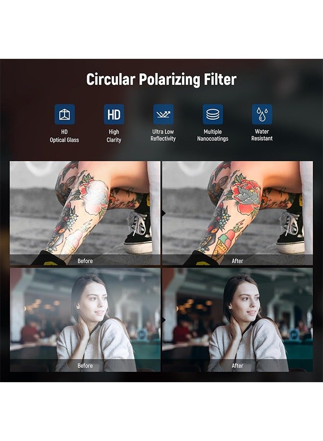 NEEWER 67mm CPL Filter for Phone, HD Polarizing Filter & Cold Shoe Phone Clip, with Carrying Pouch & Cleaning Cloth, Compatible with iPhone 16 15 Pro Max Plus 14 13 Samsung Galaxy S24 DSLR Cameras - Image 3