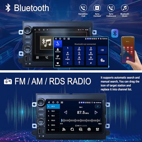 Ichuangxin 4G+64G Android13 7 Inch IPS Screen Wireless Apple CarPlay Android Auto Car Stereo for Ford F150 F250 F350 Fusion Edge Explorer Taurus Freestar Radio with FM AM RDS BT GPS WiFi SWC - Image 3
