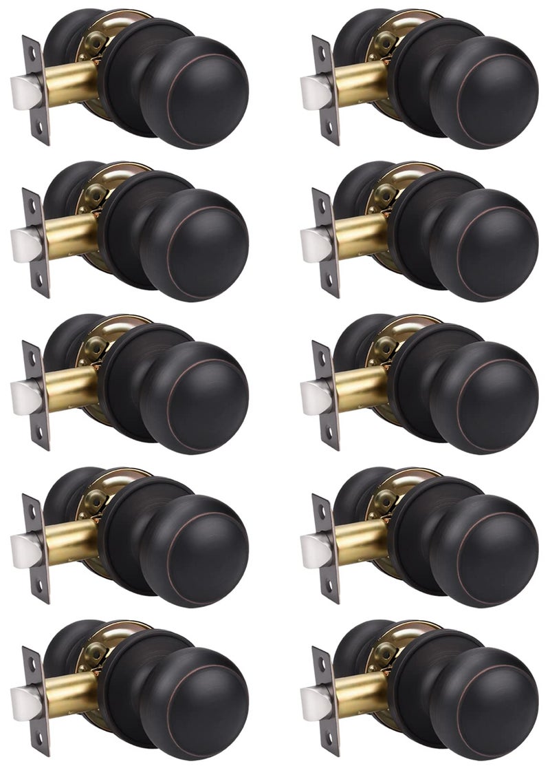 KNOBWELL 10 Pack Oil Rubbed Bronze Passage Door Knobs, Modern with Concealed Screws, Interior Closet Door Knobs - Image 1