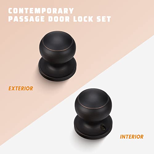 KNOBWELL 10 Pack Oil Rubbed Bronze Passage Door Knobs, Modern with Concealed Screws, Interior Closet Door Knobs - Image 2