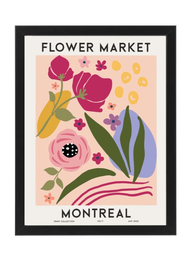 Boomah Accessories Flower Market Montreal Colorful Botanical Art Poster with Frame 30x40cm 