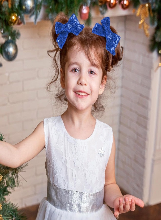NCMAMA 4 PCS Blue Glitter Hair Bows for Girls Alligator Clips Sparkly Sequin Hair Accessories for Kids Toddler Women on Birthday Wedding Christmas and Party - Image 5