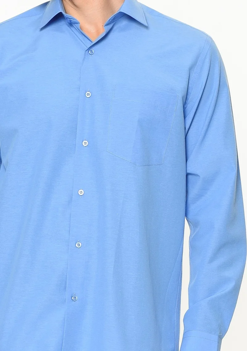 فاريتا Men's Blue Classic Cut Pocket Straight Long Sleeve Shirt