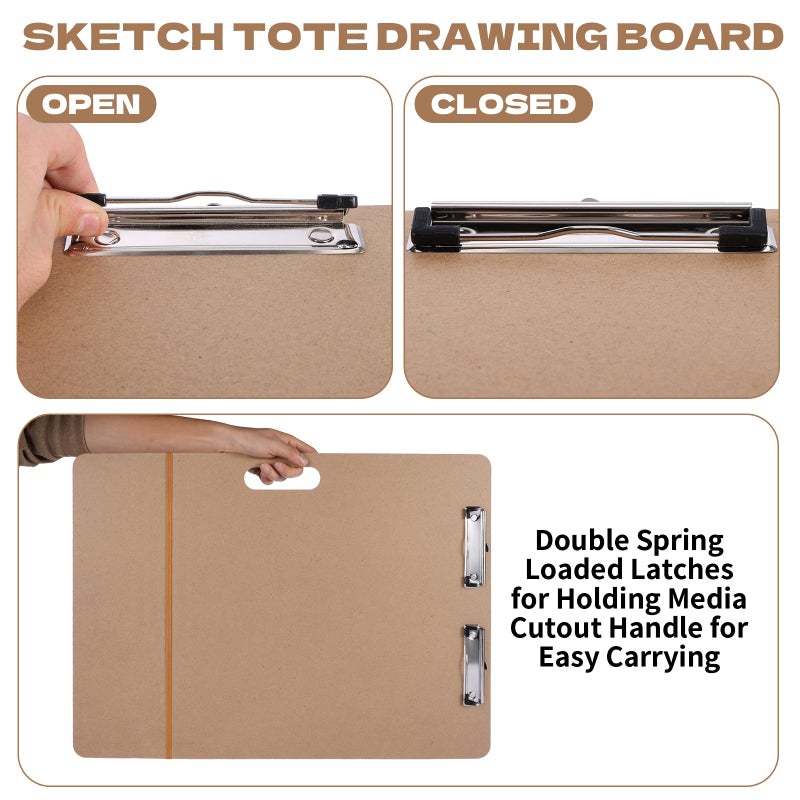 Rainmae 2pcs 18" x 24" Artist Sketch Tote Board, Lightweight Hardboard Drawing Board with Clips and Handle for Art, Sketching, Travel, Classroom,Studio or Field Use - Image 4