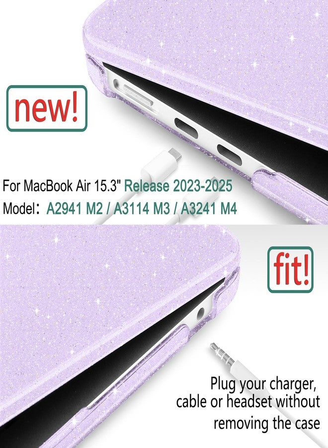 DONGKE Compatible with M4 MacBook Air 15 Inch Case 2025 2024 2023 A3241 A3114 A2941 M3 M2 with Liquid Retina Display & Touch ID, Glitter Sparkly Plastic Hard Shell 15" - Star Purple - Image 2