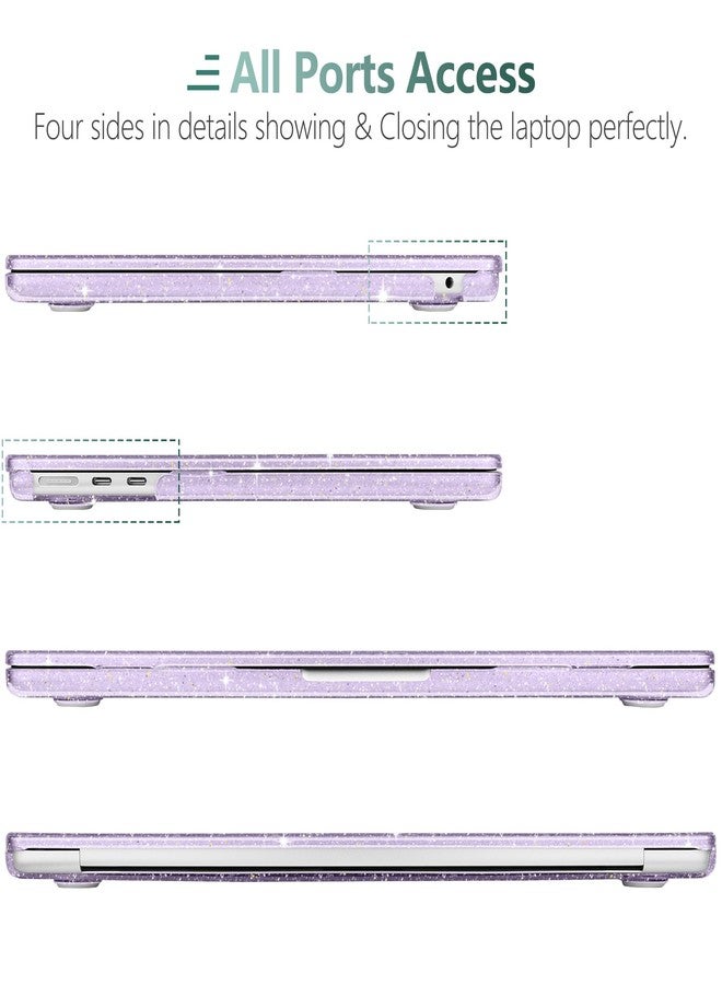 DONGKE Compatible with M4 MacBook Air 15 Inch Case 2025 2024 2023 A3241 A3114 A2941 M3 M2 with Liquid Retina Display & Touch ID, Glitter Sparkly Plastic Hard Shell 15" - Star Purple - Image 3