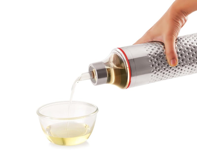 Tosaa Stainless Steel Mathar Oil Can Bottle| With Nozzle, Dropper & Steel Cap | Cooking Oil Container for Kitchen | Leak Proof Oil Pourer & Pot with Handle |1100ml - Image 1