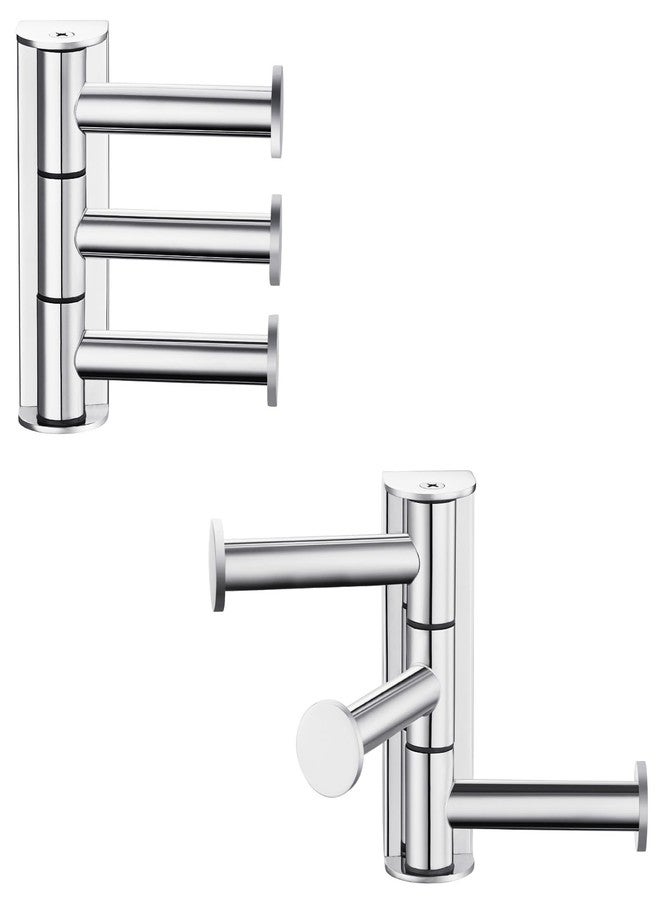 Suyar Swivel Towel Hook, SUS 304 Stainless Steel Bathroom Robe Holder with 3 Arms, Wall Hook Polished Chrome, 2 Pack - Image 1