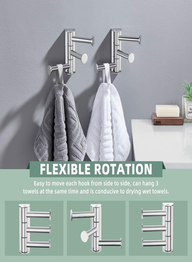 Suyar Swivel Towel Hook, SUS 304 Stainless Steel Bathroom Robe Holder with 3 Arms, Wall Hook Polished Chrome, 2 Pack - Image 4