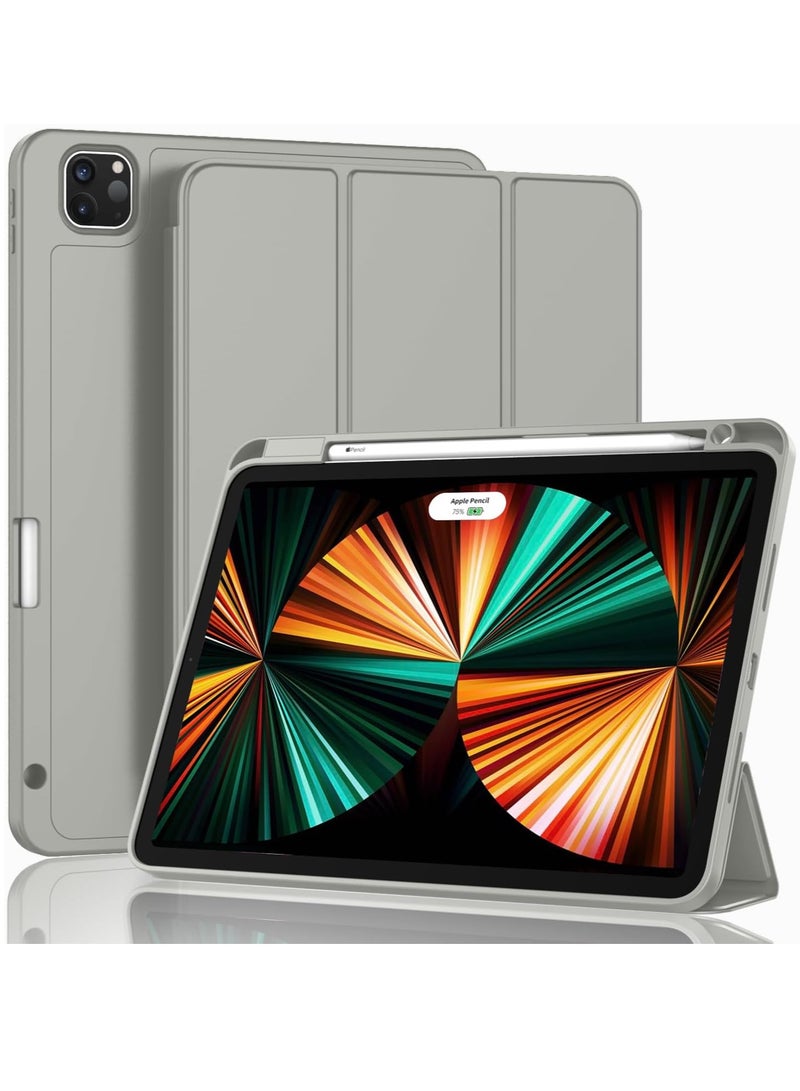 ELTRAZONE iPad Pro 12.9 Inch Case (2022/2021/2020, 6th/5th/4th Gen) – Smart Case with Pencil Holder, Touch ID & Auto Wake/Sleep, Auto 2nd Gen Pencil Charging – Smoky Gray - Image 1