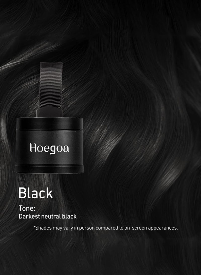 HOEGOA Root Touch Up Powder Hairline Shadow for Thinning Hair - Instant Coverage Gray Root Concealer with Nourishing Charcoal & Vitamin E, Water Resistant Hair Volume Enhancer for Women & Men, Black 4g - Image 2