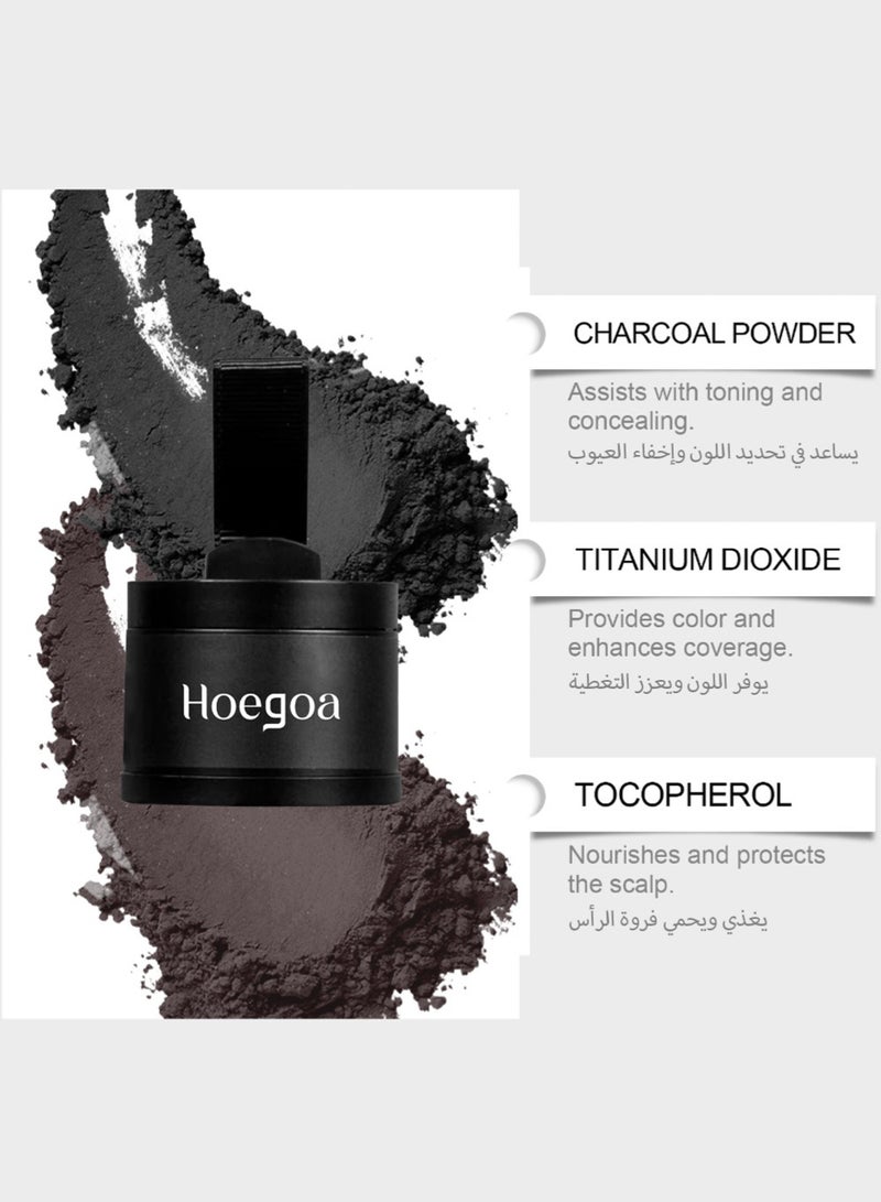 HOEGOA Root Touch Up Powder Hairline Shadow for Thinning Hair - Instant Coverage Gray Root Concealer with Nourishing Charcoal & Vitamin E, Water Resistant Hair Volume Enhancer for Women & Men, Black 4g - Image 5