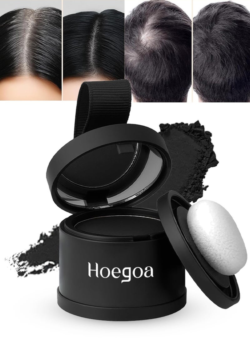 HOEGOA Root Touch Up Powder Hairline Shadow for Thinning Hair - Instant Coverage Gray Root Concealer with Nourishing Charcoal & Vitamin E, Water Resistant Hair Volume Enhancer for Women & Men, Black 4g - Image 1