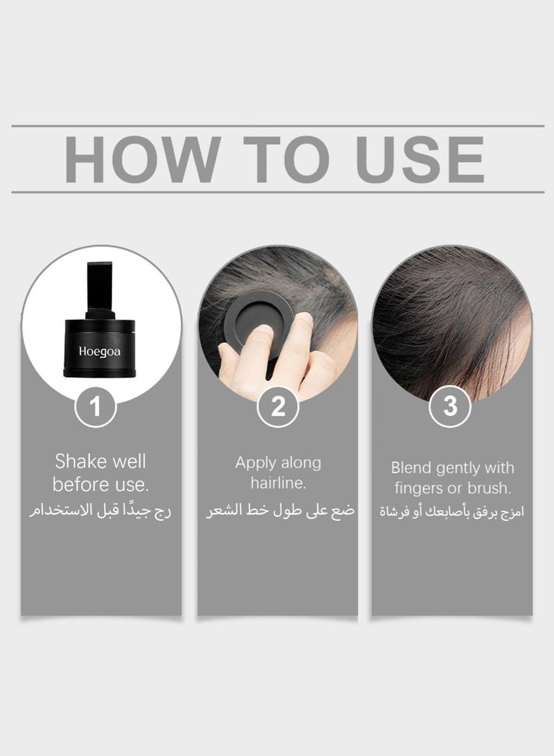 HOEGOA Root Touch Up Powder Hairline Shadow for Thinning Hair - Instant Coverage Gray Root Concealer with Nourishing Charcoal & Vitamin E, Water Resistant Hair Volume Enhancer for Women & Men, Black 4g - Image 4
