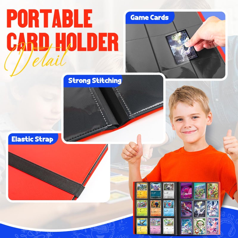 SRISE Card Binder 9-Pockets, Trading Card Binder, 20 Pages, 360 Card Capacity Collection Binder, Card Folder for MTG, TCG, Game Cards & Sports Cardsï¼ˆRedï¼‰ - Image 5