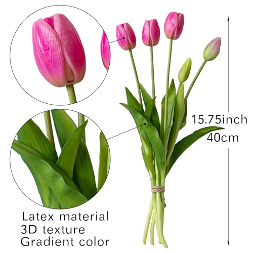 DUYONE 40pcs Artificial Tulips Flowers Latex Bouquet Fake Tulips for Office Wedding Party Home Kitchen Garden DecorationB Peachblow Set - Image 3