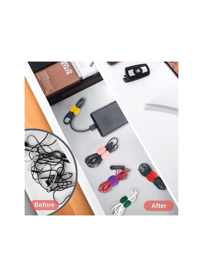 Green Tiger 20 Pcs Multi-Pack Cable Storage and Organizer Clips – Versatile Wire & Charging Cable Management for Travel, Desk, and Home – Secure and Tidy Data Cable Holders - Image 5