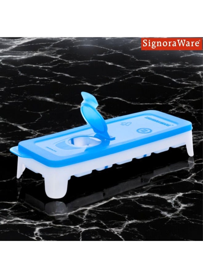 Signoraware Ice Cube tray with TPE Easy Release base with removable lid, 14 Cubes, BPA free, Blue - Image 5