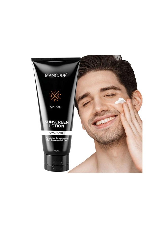 MAN CODE Mancode Sunscreen SPF 50 PA+ Lotion UV A, UV B & Blue Light Protection For All Types of Skin | Non-Greasy, Quick-Absorbing Sunscreen for Men and Women (100ml) - Image 1