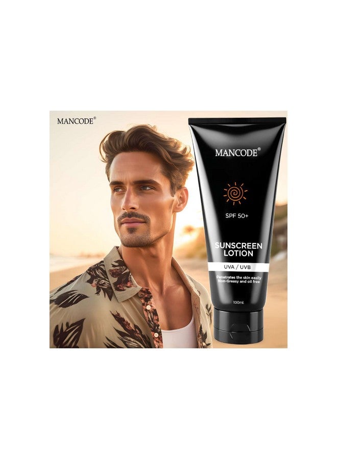 MAN CODE Mancode Sunscreen SPF 50 PA+ Lotion UV A, UV B & Blue Light Protection For All Types of Skin | Non-Greasy, Quick-Absorbing Sunscreen for Men and Women (100ml) - Image 2