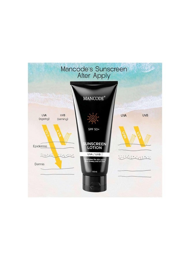 MAN CODE Mancode Sunscreen SPF 50 PA+ Lotion UV A, UV B & Blue Light Protection For All Types of Skin | Non-Greasy, Quick-Absorbing Sunscreen for Men and Women (100ml) - Image 4