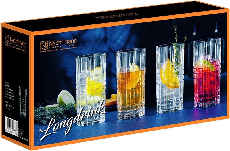 Nachtmann Square Collection Crystal 6-inch Long Drink, Set of 4, Clear Glass, For Cocktails or Non- Alcoholic Beverages,15-Ounce Capacity, Dishwasher Safe - Image 4