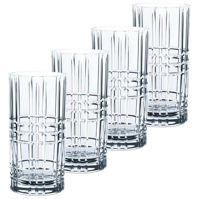Nachtmann Square Collection Crystal 6-inch Long Drink, Set of 4, Clear Glass, For Cocktails or Non- Alcoholic Beverages,15-Ounce Capacity, Dishwasher Safe - Image 1