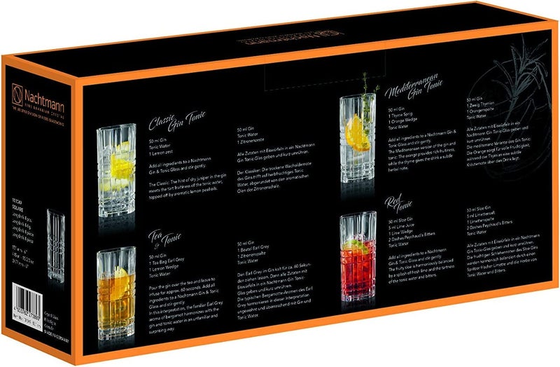 Nachtmann Square Collection Crystal 6-inch Long Drink, Set of 4, Clear Glass, For Cocktails or Non- Alcoholic Beverages,15-Ounce Capacity, Dishwasher Safe - Image 5