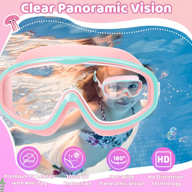 Vvinca Kids Swim Goggles for Age 2-8, Toddler-Goggles with Fabric Strap No Leak Pain-Free, Anti-Fog Goggles for Girls Boys - Image 4