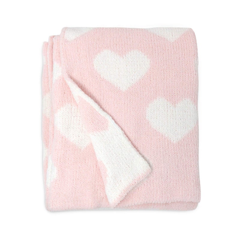 Living Textiles Pink Hearts Chenille Soft Baby Blanket Reversible Premium Cozy Fabric for Best Comfort - for Infant,Toddler,Newborn,Nursery,Girl,Throw,Crib,Stroller,Gift, Pink Hearts 40x30 - Image 1
