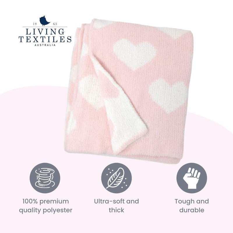 Living Textiles Pink Hearts Chenille Soft Baby Blanket Reversible Premium Cozy Fabric for Best Comfort - for Infant,Toddler,Newborn,Nursery,Girl,Throw,Crib,Stroller,Gift, Pink Hearts 40x30 - Image 5