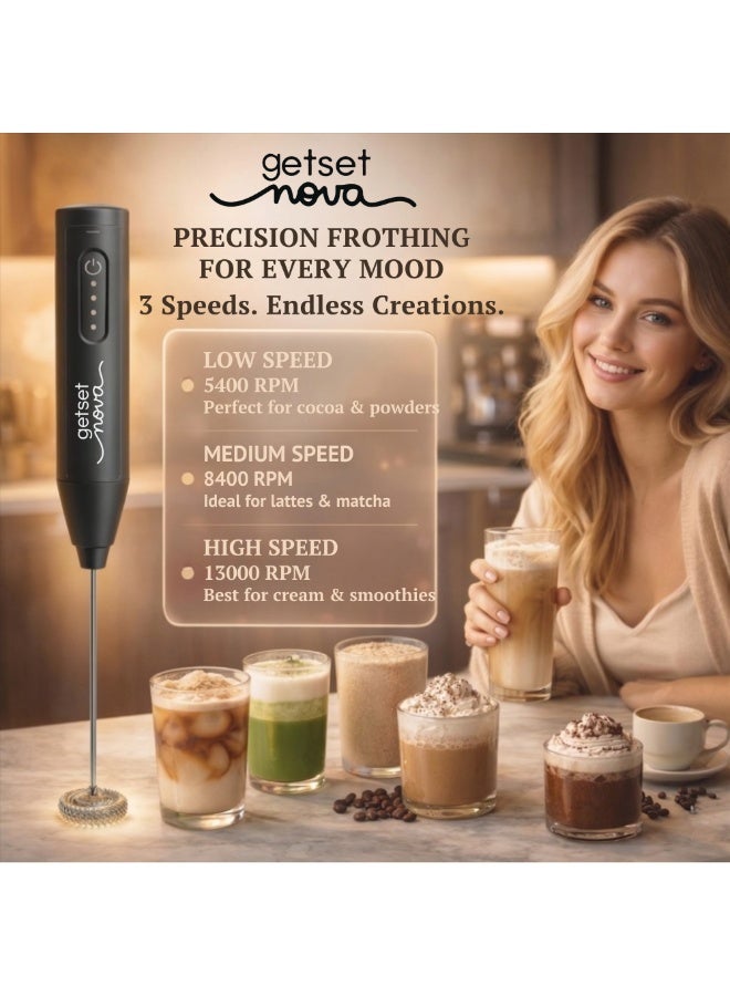 getsetnova Nova Rechargeable Milk Frother & Coffee Whisker with Dual Spring Tech Free Coffee Frothing Recipe Book - Image 3