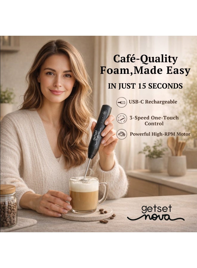 getsetnova Nova Rechargeable Milk Frother & Coffee Whisker with Dual Spring Tech Free Coffee Frothing Recipe Book - Image 4