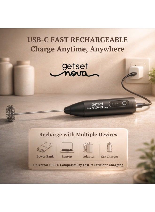 getsetnova Nova Rechargeable Milk Frother & Coffee Whisker with Dual Spring Tech Free Coffee Frothing Recipe Book - Image 2