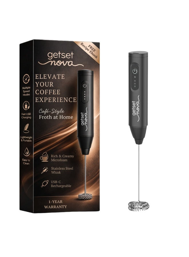 getsetnova Nova Rechargeable Milk Frother & Coffee Whisker with Dual Spring Tech Free Coffee Frothing Recipe Book - Image 1