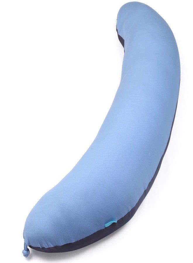 BYRIVER 43" Long C Shaped Body Pillow for Adults Men Women, Side Sleeper Pillow for Neck Shoulder Back Pain Relief, Cooling Post Sugery Pillow Pregnancy Pillow, Blue Black Washable Pillowcase (XL) - Image 1