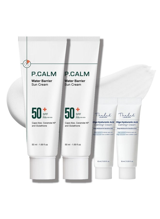P.CALM Pcalm Water Barrier Moisturizing Sun Cream Mattefinish No White Cast Spf 50+ Pa++++ Vegan Calming Moisture Daily Sunscreen For Dry Oily Sensitive Skin Korean Skincare 3.4 Fl Oz  - Image 1