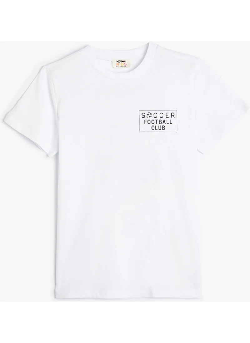 كوتون T-Shirt Football Themed Short Sleeve Crew Neck Cotton