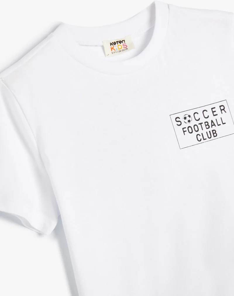 كوتون T-Shirt Football Themed Short Sleeve Crew Neck Cotton