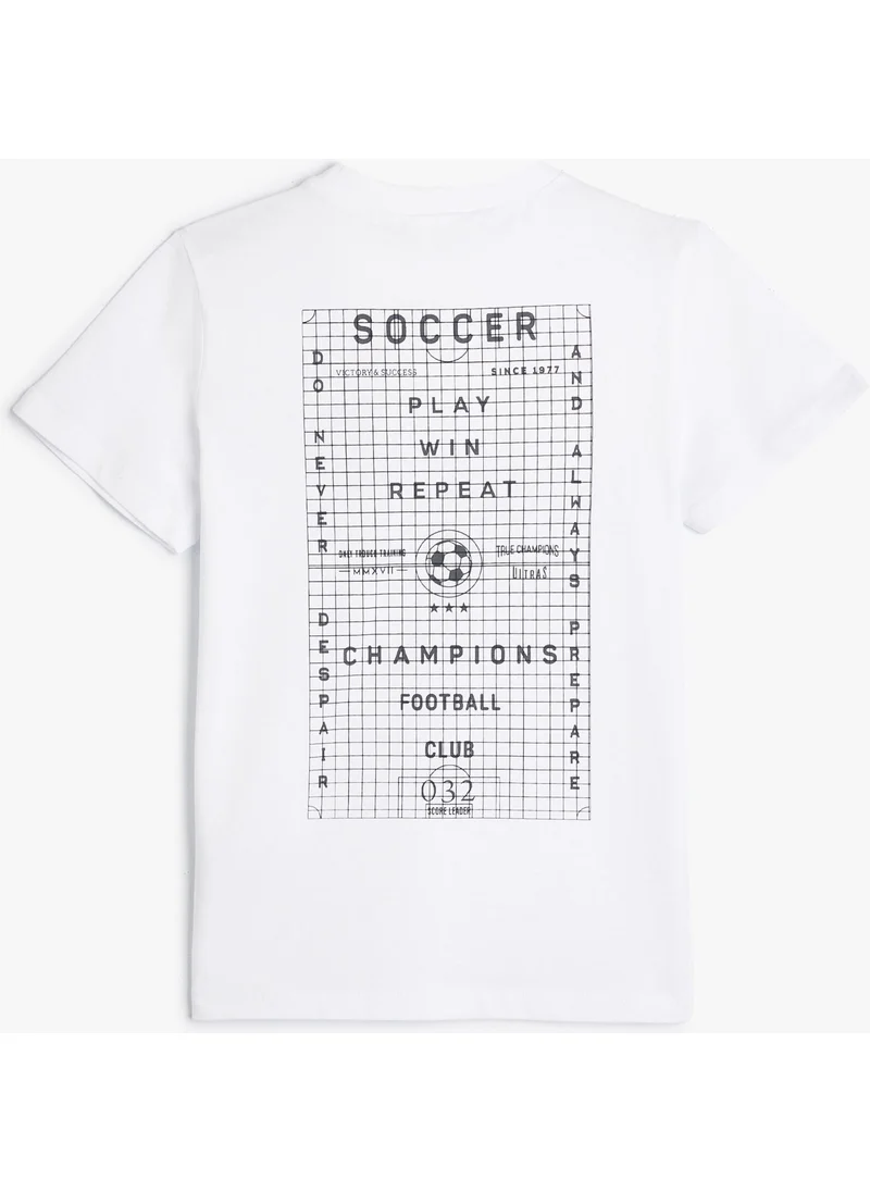 كوتون T-Shirt Football Themed Short Sleeve Crew Neck Cotton