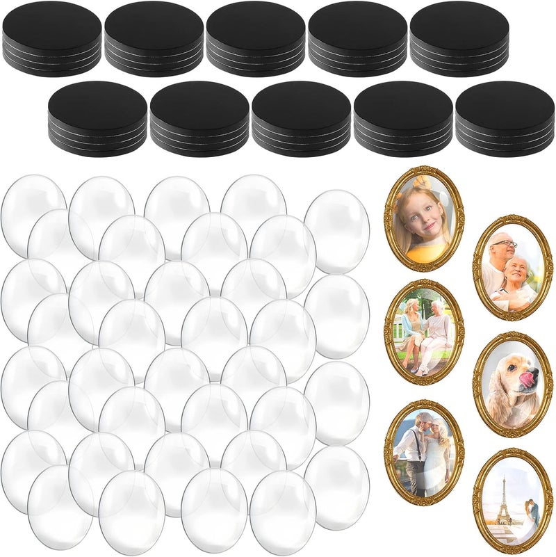 Weewooday 72 Pieces Craft Magnets Glass Ceramic Ferrite Magnet with Adhesive Backing and Transparent Clear Glass Cabochons for DIY Craft Fridge Refrigerator Pendants - Image 1