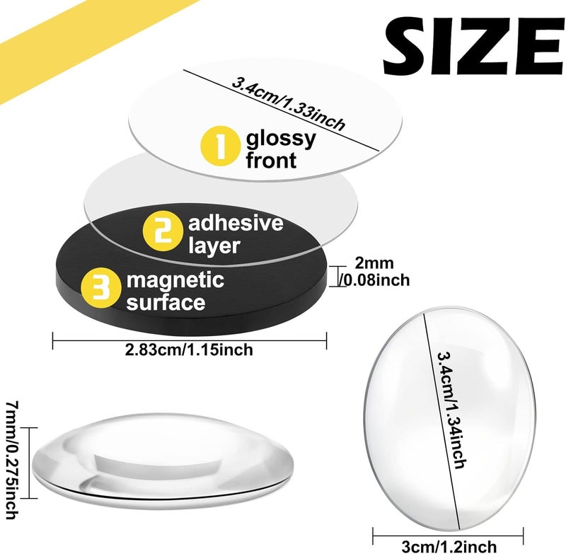 Weewooday 72 Pieces Craft Magnets Glass Ceramic Ferrite Magnet with Adhesive Backing and Transparent Clear Glass Cabochons for DIY Craft Fridge Refrigerator Pendants - Image 2