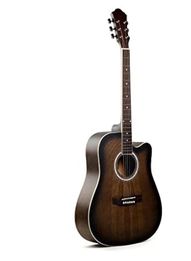 Megarya Megarya 40-Inch Acoustic Guitar – Tobacco Sunburst Finish with Padded Bag | Full-Size Cutaway Design | Ideal for Beginners & Professionals | Rich Sound, Smooth Playability  - Image 2