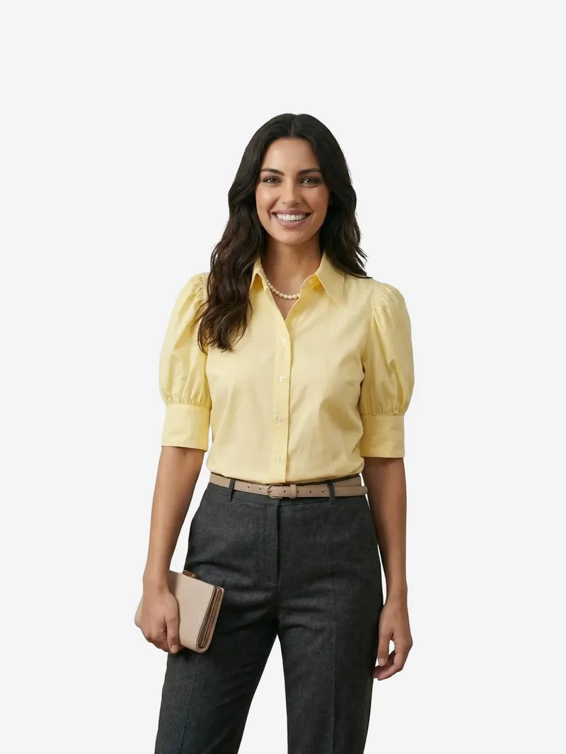 ماي فاشن MY FASHION Buttoned Poplin Shirt with Shirt Collar