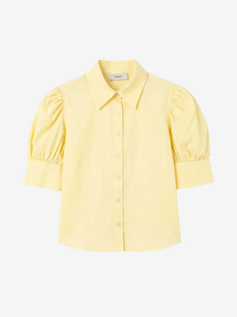 My Fashion Lemon Yellow MY FASHION Buttoned Poplin Shirt with Shirt Collar for Women | Best Price UAE