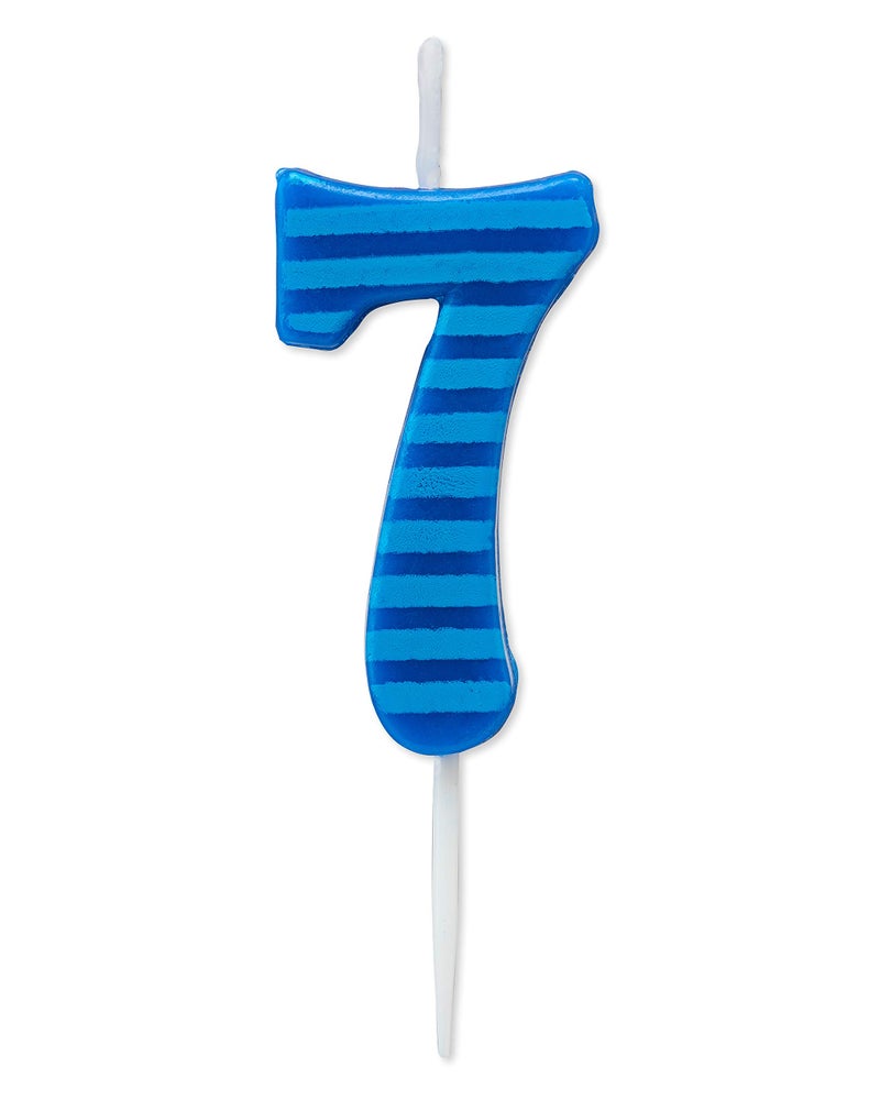 Papyrus Number 7 Birthday Candle Blue Stripes 1Count